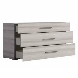 Низкий комод Status Italy Mia Silver Grey, три ящика, с ручками, MIBGRCM01M