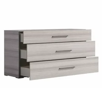 Низкий комод Status Italy Mia Silver Grey, три ящика, с ручками, MIBGRCM01M