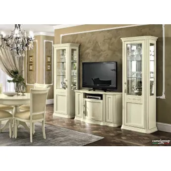 Тумба ТВ mini Torriani Day Avorio Camelgroup; композиция с витринами