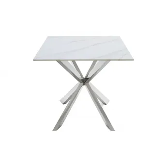 Стол обеденный Q-Home T088-160, 160 см, камень Calacata, нераскладной