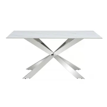 Стол обеденный Q-Home T088-160, 160 см, камень Calacata, нераскладной