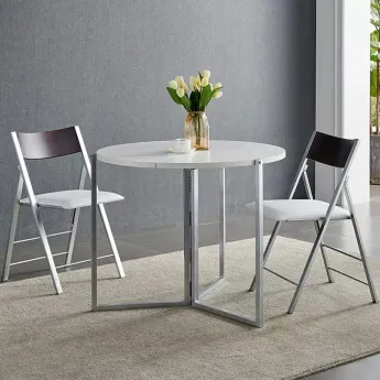 Стол обеденный Q-Home B2389, 90 см, белый, раскладной