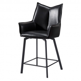 Полубарный стул Q-Home Soho, черный, экокожа, SOHO-BAR-BLACK