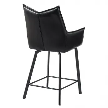 Полубарный стул Q-Home Soho, черный, экокожа, SOHO-BAR-BLACK