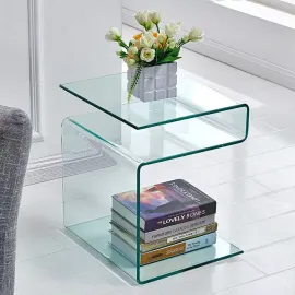 Приставной столик Q-Home Crystal (Кристал), 42x37 см, гнутое стекло, QHF-C601