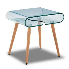 Журнальный стол Q-Home Crystal Wood (Кристал Вуд), 40x50 см, стекло гнутое, ножки бук, QHF-639