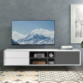 Тумба ТВ Q-Home Dupen, 180x42 см, белый/серый лак, TV131-WHITE