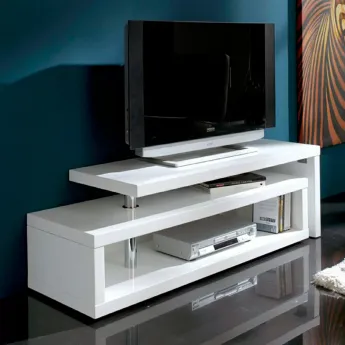 Тумба ТВ Q-Home Dupen, 141/200x44 см, белый лак, TV600