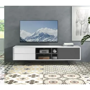 Тумба ТВ Q-Home Dupen, 180x42 см, белый/серый лак, TV131-WHITE