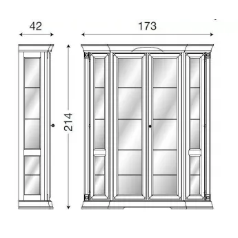 Витрина 4-х дверная, задняя стенка зеркало Palazzo Ducale Ciliegio Prama