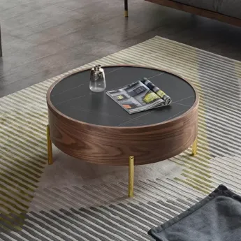 Журнальный стол Q-Home CT6057CS , D80 см, орех/керамика