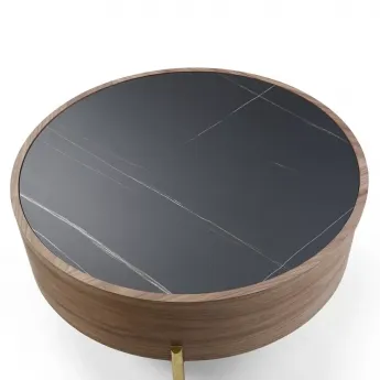 Журнальный стол Q-Home CT6057CS , D80 см, орех/керамика