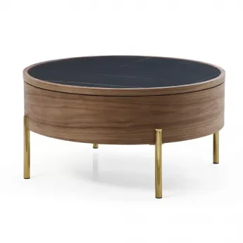 Журнальный стол Q-Home CT6057CS , D80 см, орех/керамика