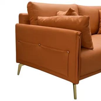Диван Q-Home California Nappa, кожа, золотисто коричневый, 2-х местный, SF002