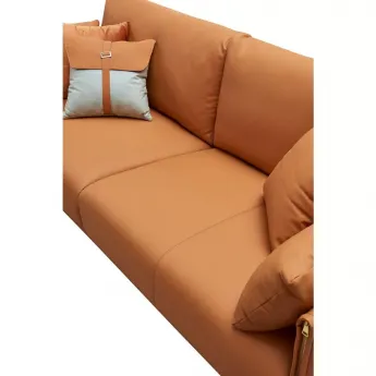 Диван Q-Home California Nappa, кожа, золотисто коричневый, 3-х местный, SF002