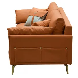 Диван Q-Home California Nappa, кожа, золотисто коричневый, 3-х местный, SF002