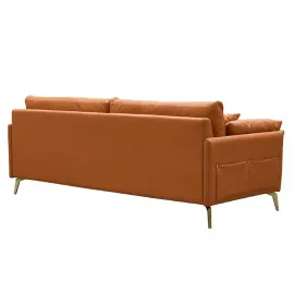 Диван Q-Home California Nappa, кожа, золотисто коричневый, 3-х местный, SF002