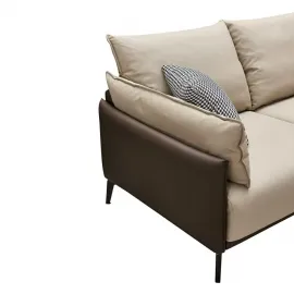 Диван Q-Home Elegante Nappa, кожа, бежевый/коричневый, 2-х местный, SF015