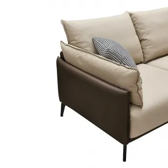 Диван Q-Home Elegante Nappa, кожа, бежевый/коричневый, 2-х местный, SF015
