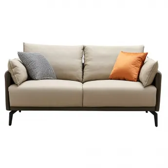 Диван Q-Home Elegante Nappa, кожа, бежевый/коричневый, 2-х местный, SF015