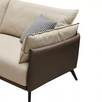 Диван Q-Home Elegante Nappa, кожа, бежевый/коричневый, 3-х местный, SF015