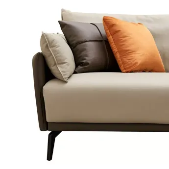 Диван Q-Home Elegante Nappa, кожа, бежевый/коричневый, 3-х местный, SF015