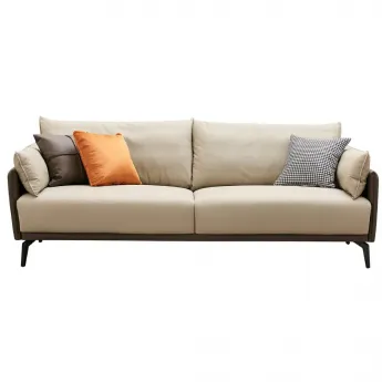 Диван Q-Home Elegante Nappa, кожа, бежевый/коричневый, 3-х местный, SF015