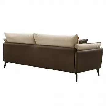 Диван Q-Home Elegante Nappa, кожа, бежевый/коричневый, 3-х местный, SF015