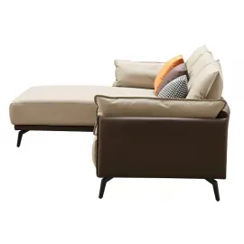 Диван Q-Home Elegante Nappa, кожа, бежевый/коричневый, 3-х местный, угловой левый, SF015