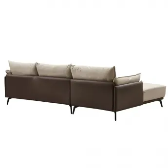 Диван Q-Home Elegante Nappa, кожа, бежевый/коричневый, 3-х местный, угловой левый, SF015