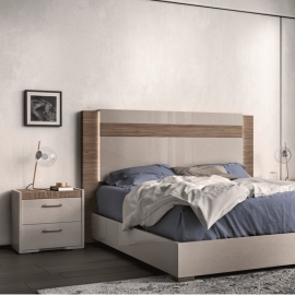 Кровать Status Italy Nora, Queen Size, 154х203 см, Серый глянец и матовый Орех, с подсветкой, NOBCOLT01