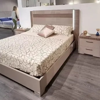 Кровать Status Italy Nora, 180x200 см, Серый глянец и матовый Орех, с подсветкой, NOBCOLT03