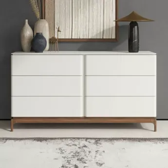 Комод MOD Interiors Calpe, орех F, светло-серый матовый лак, шесть ящиков, MDI.CHD.CP.4