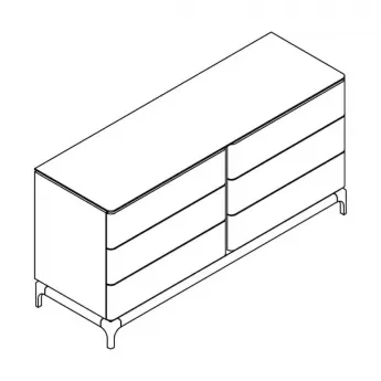 Комод MOD Interiors Calpe, орех F, светло-серый матовый лак, шесть ящиков, MDI.CHD.CP.4
