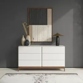 Комод MOD Interiors Calpe, орех F, светло-серый матовый лак, шесть ящиков, MDI.CHD.CP.4