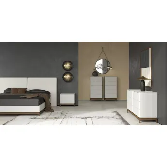 Комод высокий MOD Interiors Calpe, орех F, светло-серый матовый лак, пять ящиков, MDI.CHD.CP.5