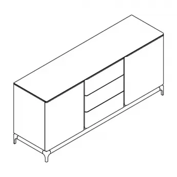 Буфет MOD Interiors Calpe, 2 двери, 3 ящика, светло-серый лак, орех F, MDI.SB.CP.9