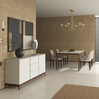 Буфет MOD Interiors Calpe, 2 двери, 3 ящика, светло-серый лак, орех F, MDI.SB.CP.9
