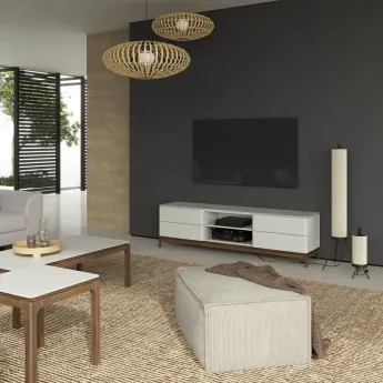 Тумба ТВ MOD Interiors Calpe, 4 ящика, орех F, светло-серый матовый лак, MDI.TV.CP.10