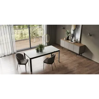 Стол обеденный MOD Interiors Toledo, 140(180) см, закаленное стекло с керамикой, раздвижной, MDI.DT.TOL.1