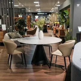 Стол обеденный MOD Interiors Toledo, 90(135) см, закаленное стекло с керамикой, раздвижной, MDI.DT.TOL.18
