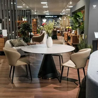 Стол обеденный MOD Interiors Toledo, 90(135) см, закаленное стекло с керамикой, раздвижной, MDI.DT.TOL.18