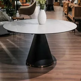 Стол обеденный MOD Interiors Toledo, 90(135) см, закаленное стекло с керамикой, раздвижной, MDI.DT.TOL.18