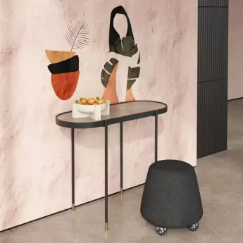Консоль Mod Interiors Toledo, закаленное стекло с керамикой, черный металл, латунь, MDI.CS.TOL.8