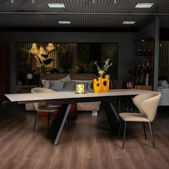 Стол обеденный MOD Interiors Toledo, 180(260) см, закаленное стекло с керамикой, раздвижной, MDI.DT.TOL.14