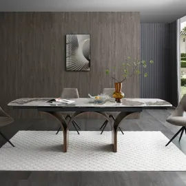 Стол обеденный Q-Home Ньюри, 180/260 см, керамика на стекле, раздвижной, DT-DT2341-180/260