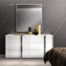 Низкий комод Status Italy Bianca Marble, три ящика, столешница под мрамор, BIBWHCM01BL