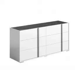 Низкий комод Status Italy Bianca Marble, три ящика, BIBWHCM01BL