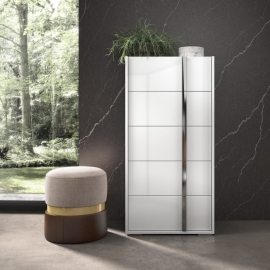 Комод высокий Status Italy Bianca Marble, пять ящиков, столешница под мрамор, BIBWHCM02BL