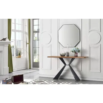 Консоль Q-Home V1712A, 140x40 см, орех (WK-07)/черный (PC-02)